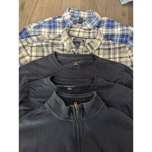 Lands End Lot Of Five Mens Sz L Flannel, Quarter Zip And Long Sleeve Tshirts